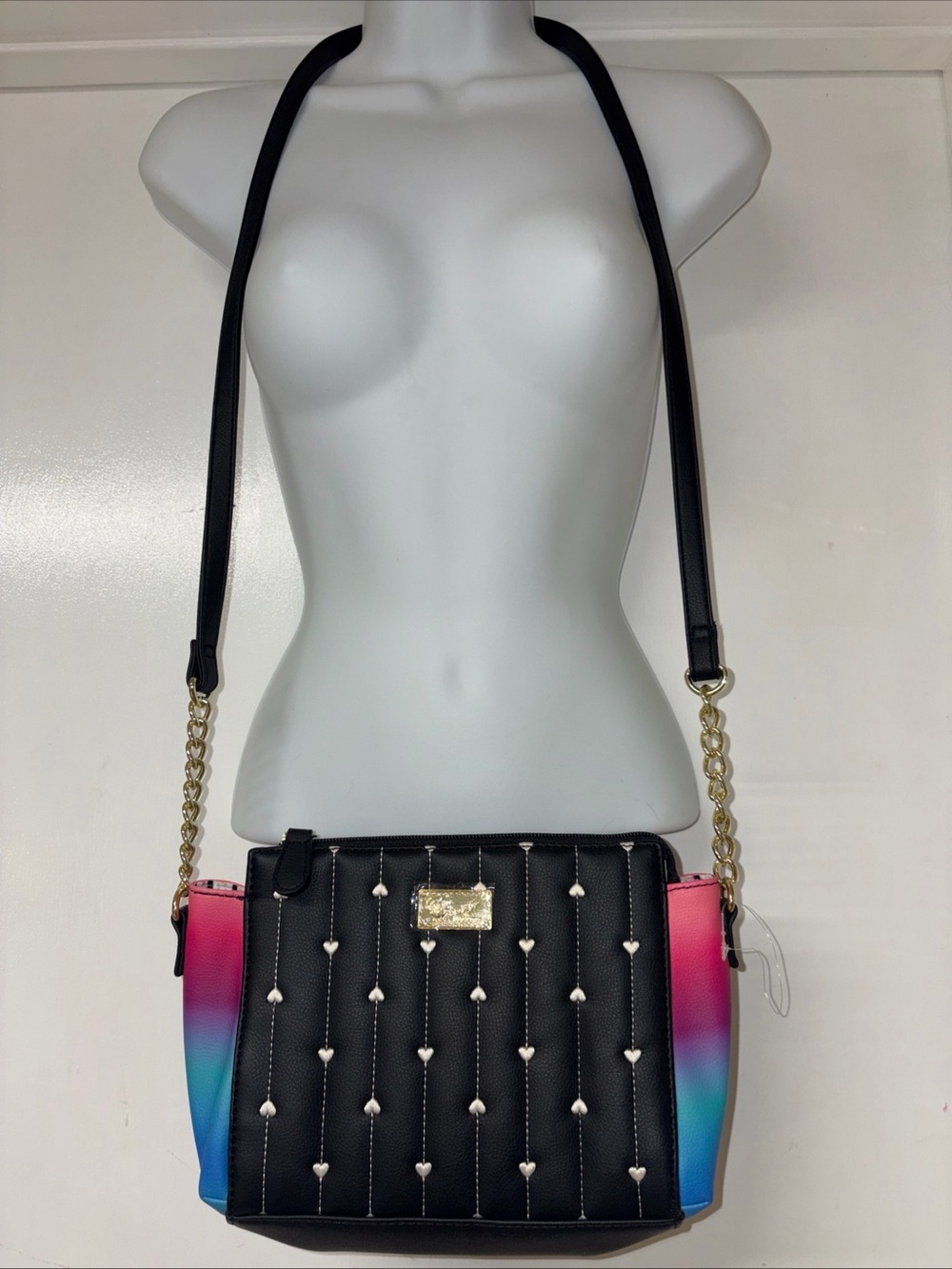Betsey Johnson Black Crossbody Bag with Multicolor Accents